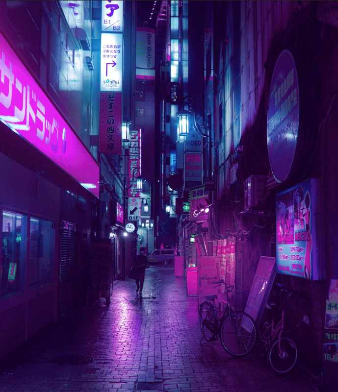 Japonská neonová ulička Japonská neonová ulička